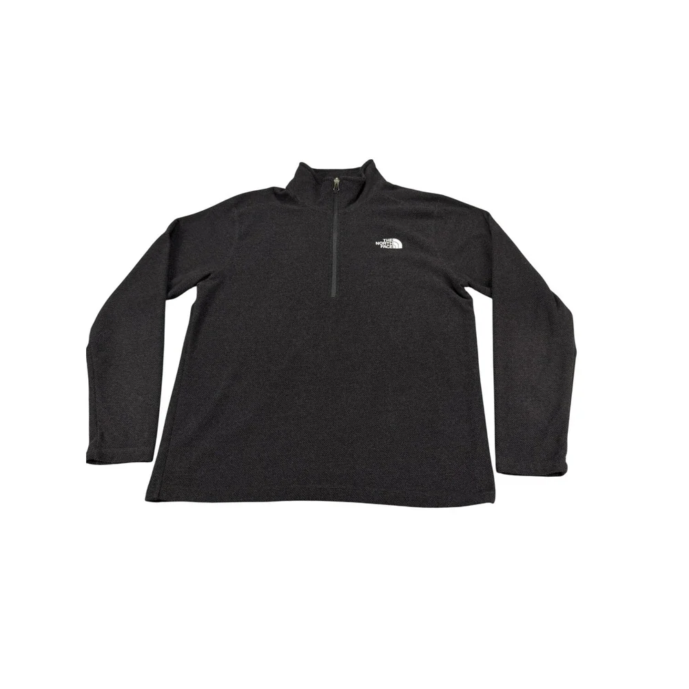 The North Face Mens Large Charcoal Grey Quarter Zip Fleece Pullover Sweater